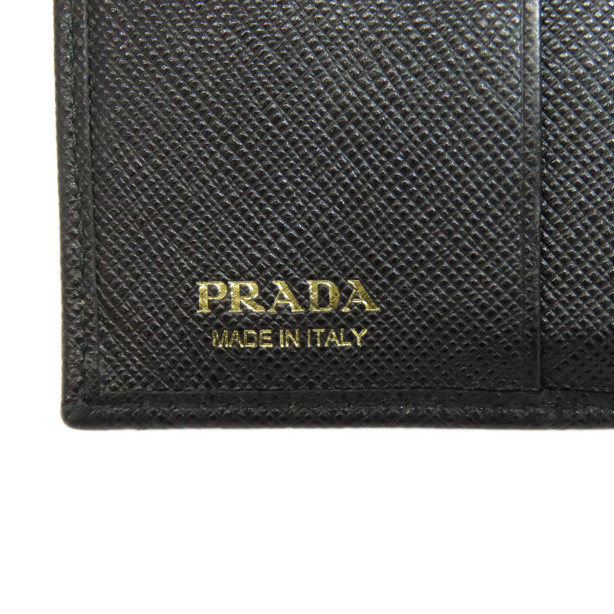 Prada Bifold Wallet Leather Black Safiano Logo Women