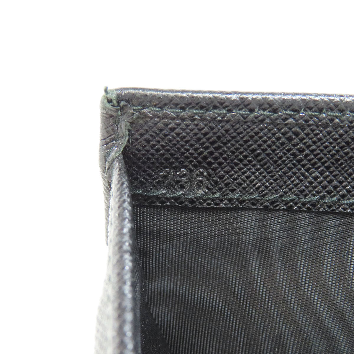 Prada Bifold Wallet Leather Black Safiano Logo Women