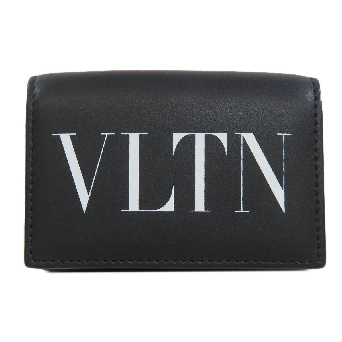 Valentino Bifold Wallet Leather Black Logo Tri-Fold Wallet Women