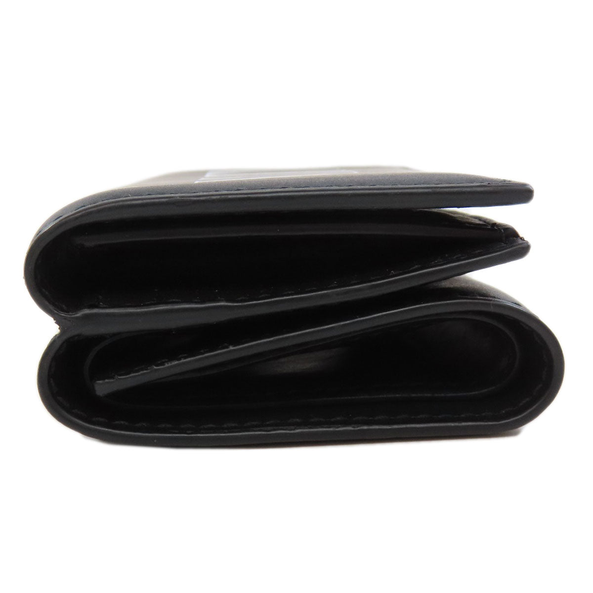 Valentino Bifold Wallet Leather Black Logo Tri-Fold Wallet Women