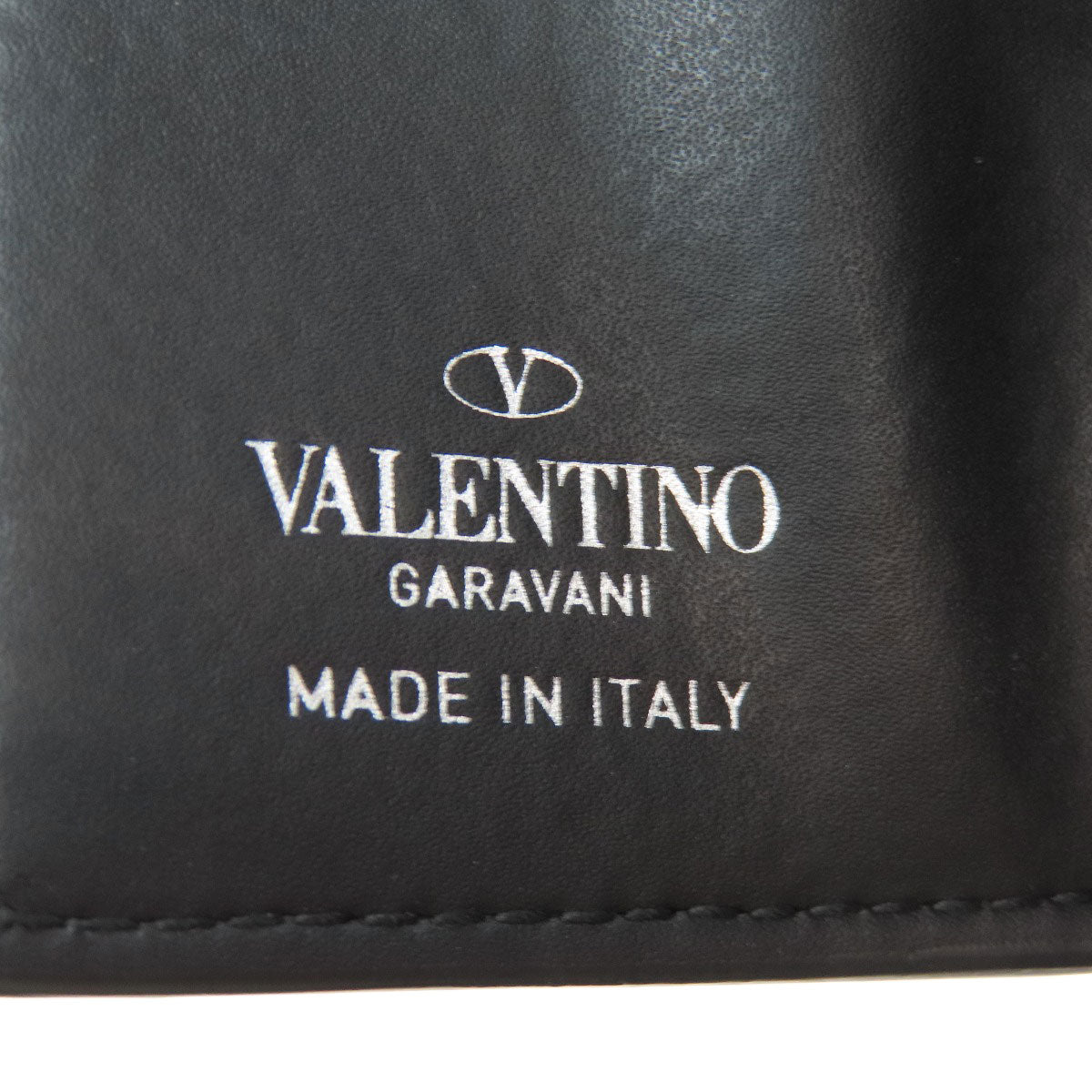 Valentino Bifold Wallet Leather Black Logo Tri-Fold Wallet Women