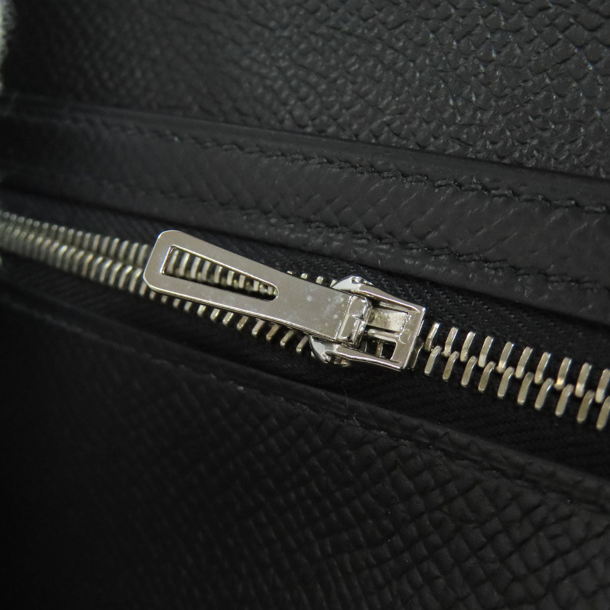 Hermes Bifold Wallet Epsom Black Bearn Compact Silvermetal Women