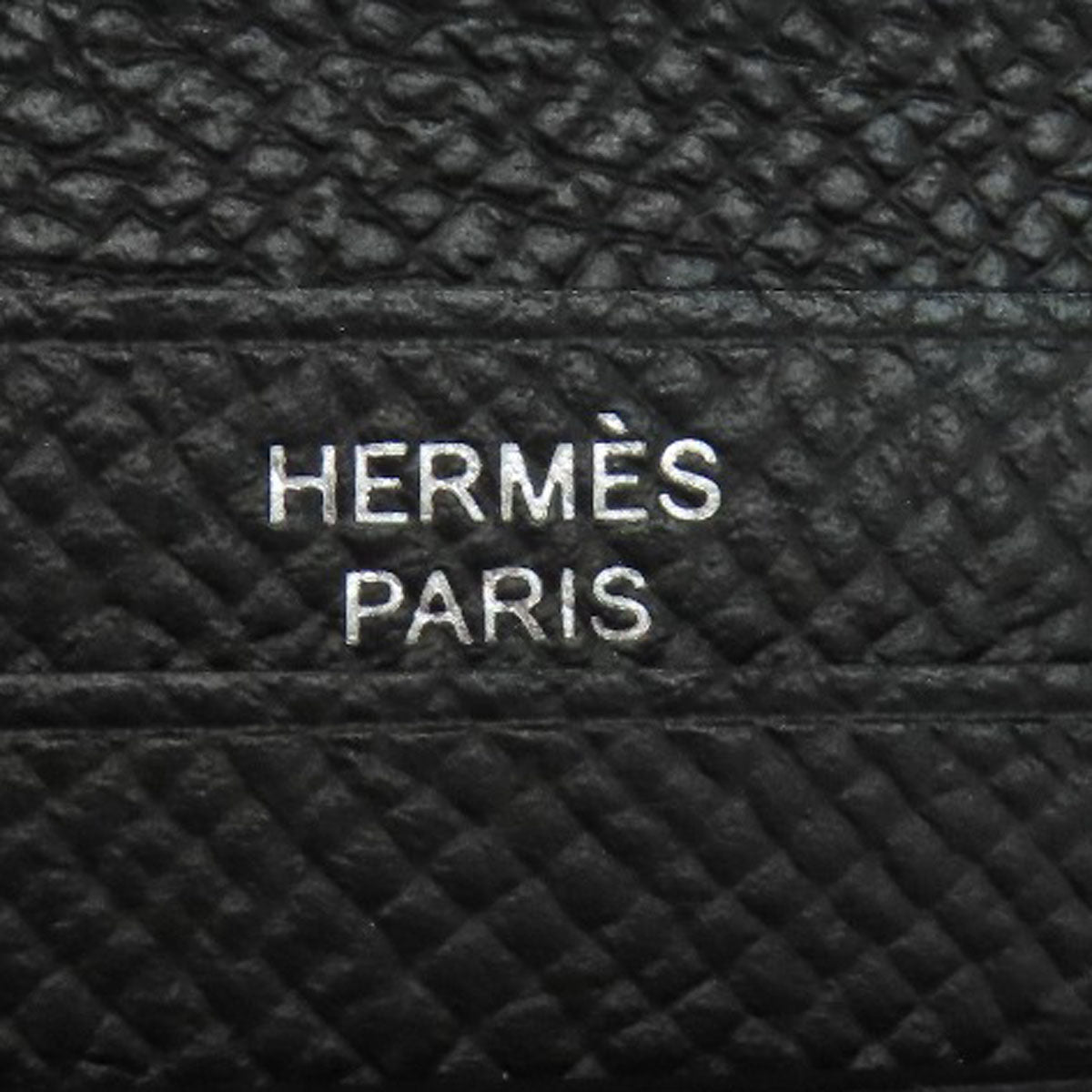Hermes Bifold Wallet Epsom Black Bearn Compact Silvermetal Women