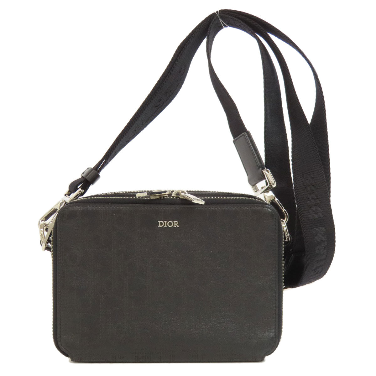 Christian Dior Shoulder Bag Leather Black Trotter Pattern Women