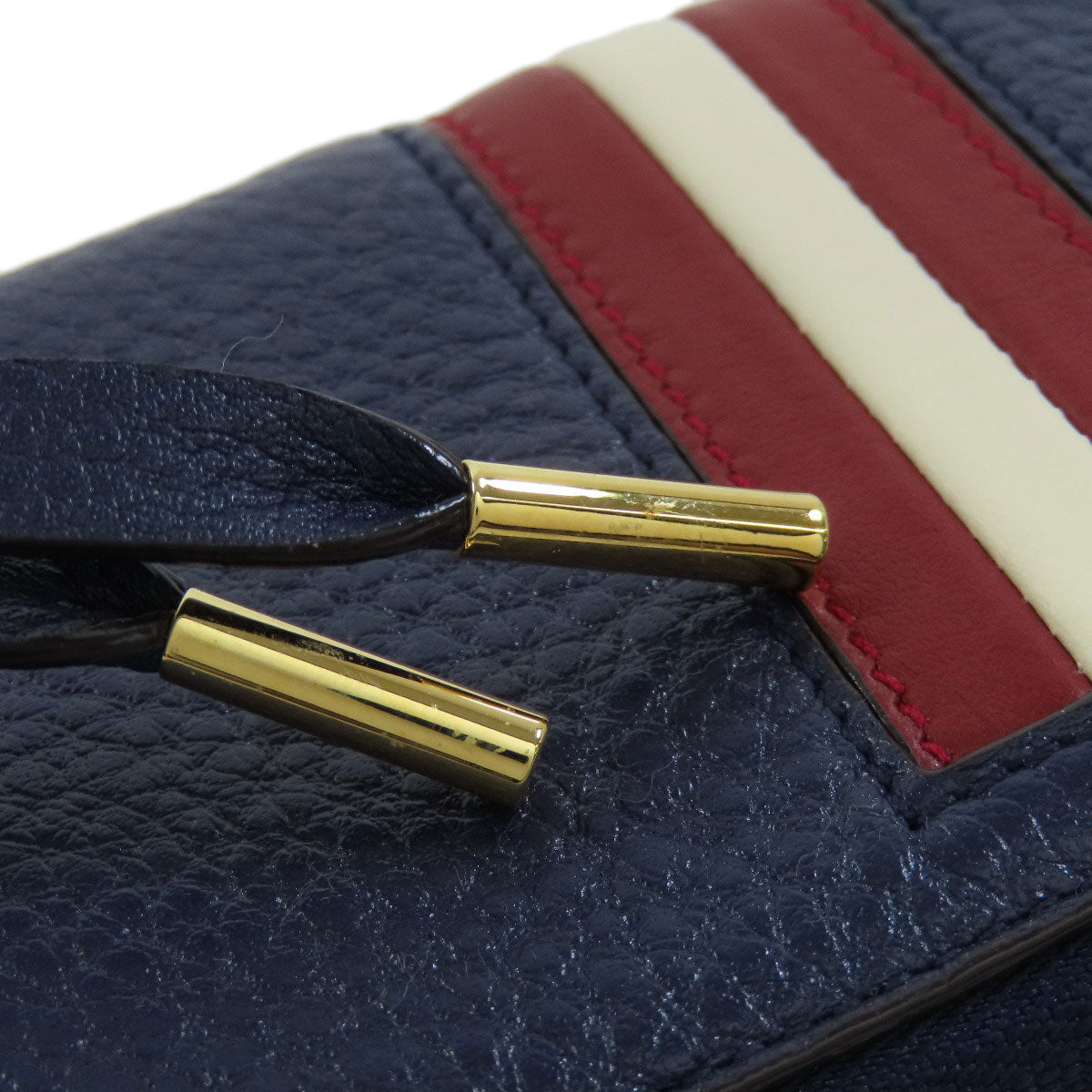 Bally Coin Case Leather Navy Barry Stripe Mens