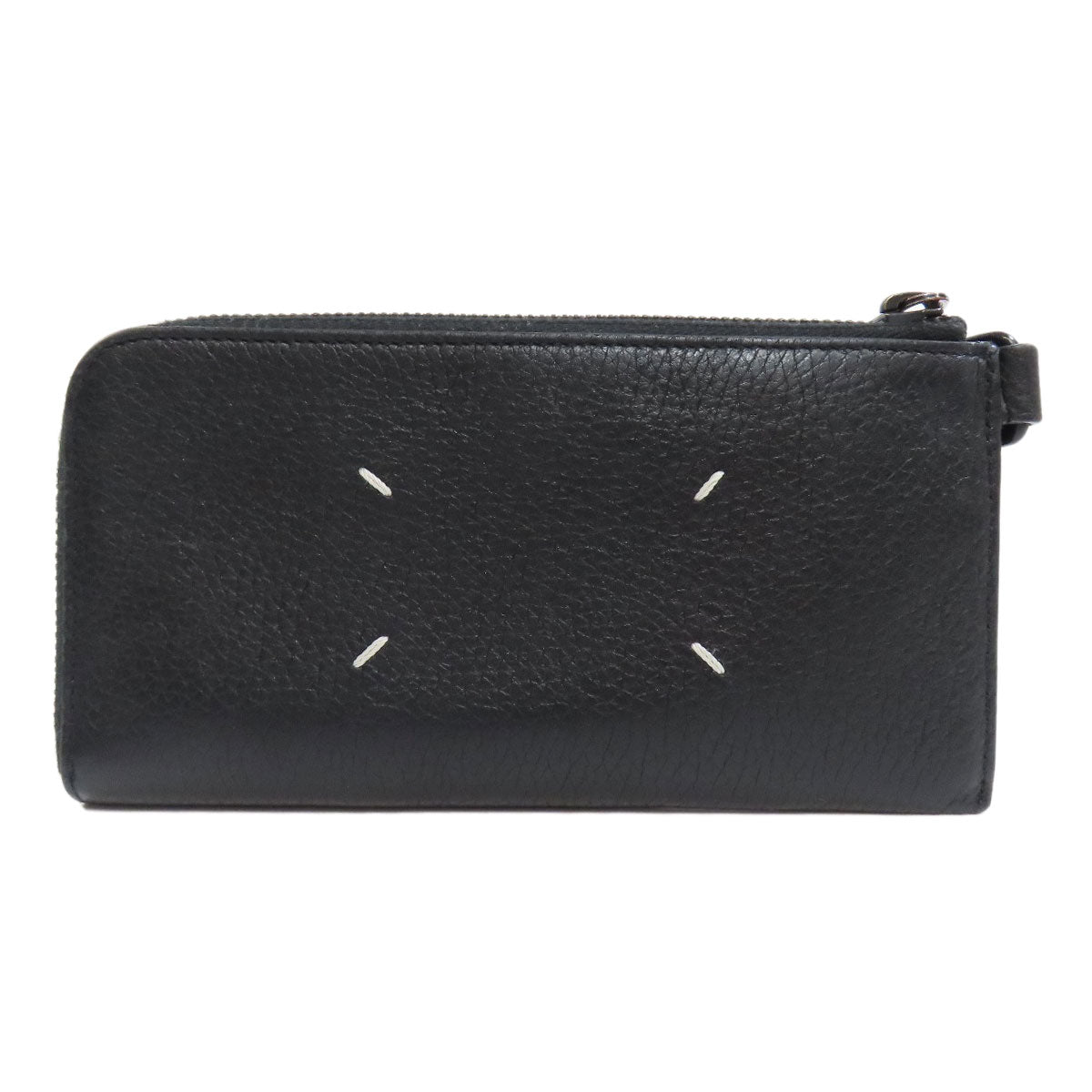 Maison Margiela Long Wallet Purse Leather Black Logo Women