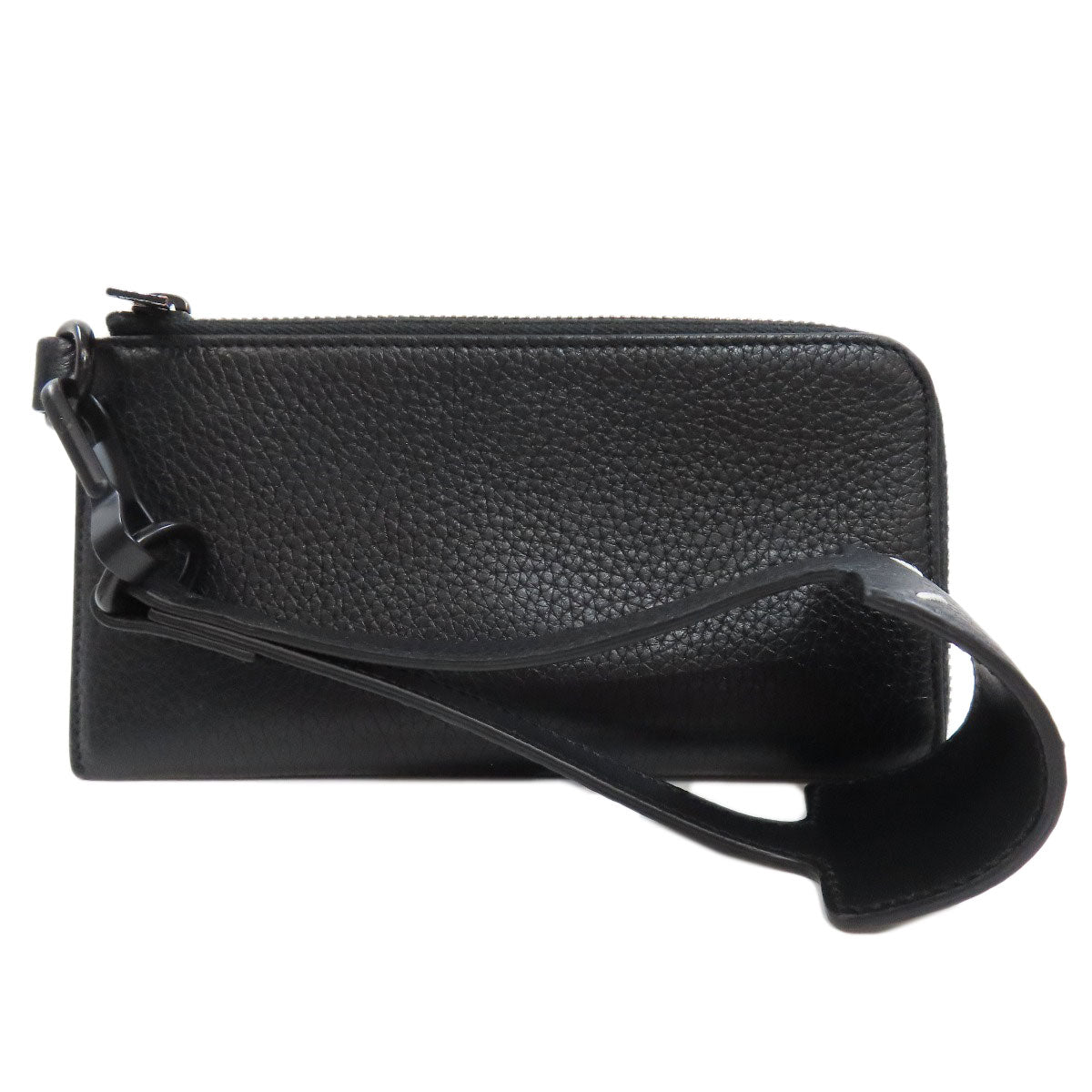 Maison Margiela Long Wallet Purse Leather Black Logo Women