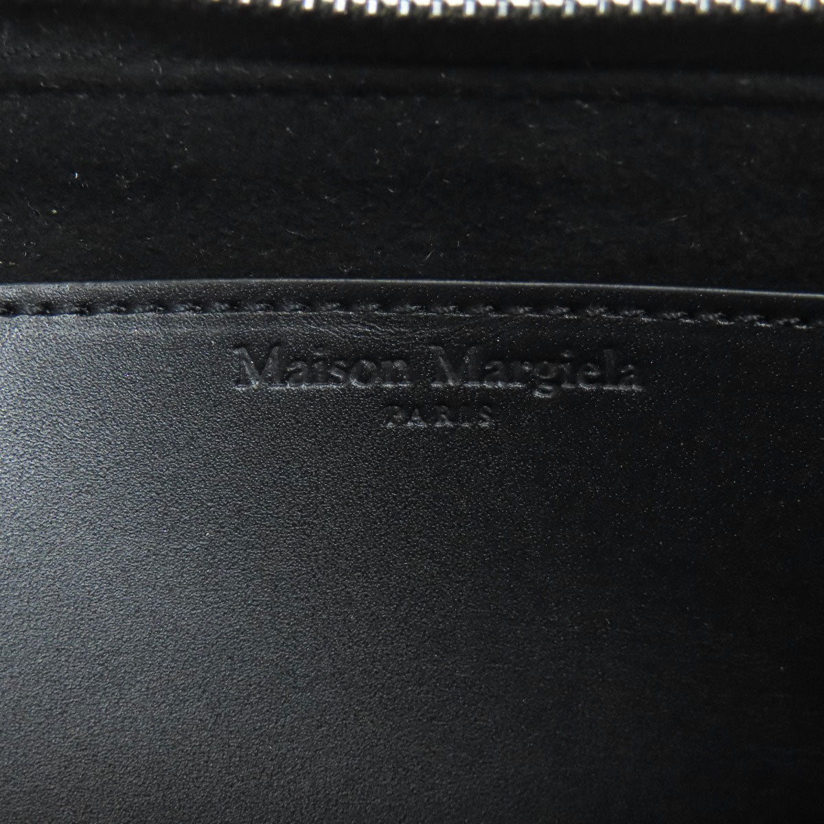 Maison Margiela Long Wallet Purse Leather Black Logo Women