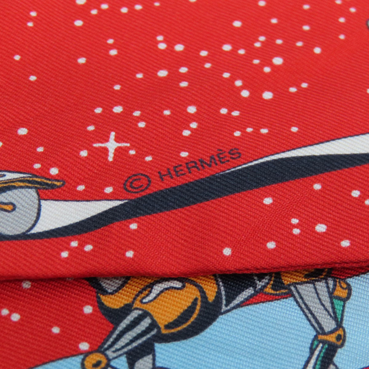 Hermes Scarf Silk Red Twilly Women