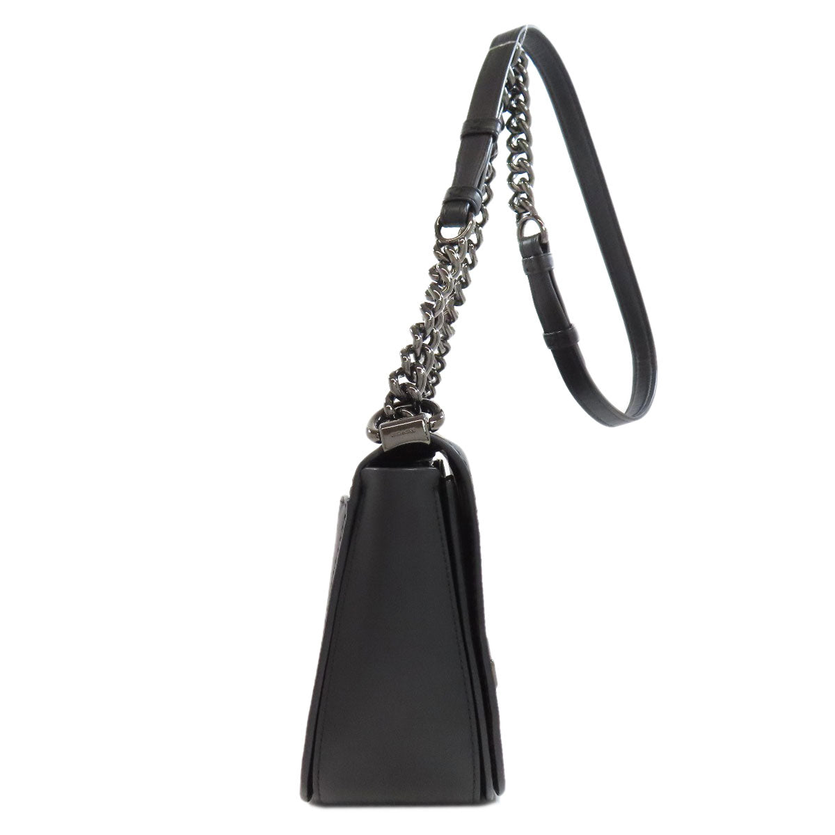 Coach Shoulder Bag 12110 Leather Black Chainshoulder Swagger 25