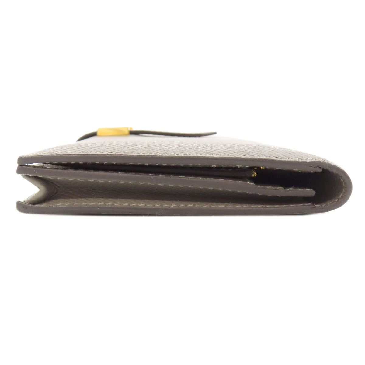Hermes Long Wallet Purse Epsom Gray Bearn Soufflet Ethan Gold Metal Women