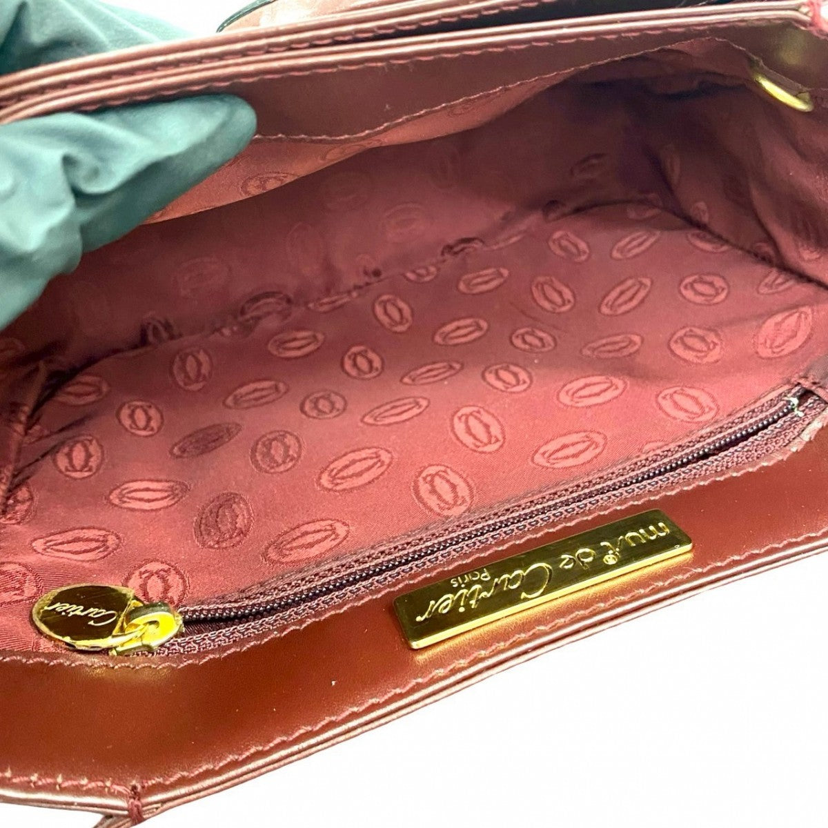 Cartier Shoulder Bag Leather Wine-Red Must Line
