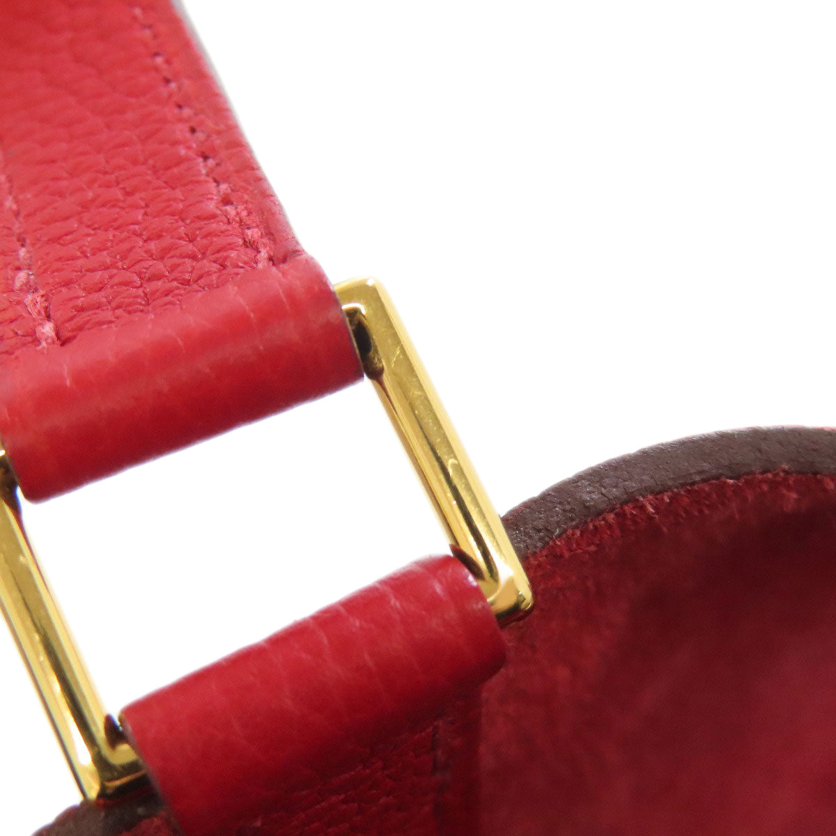 Hermes Handbag Taurillon Clemence Red Picotin Lock Pm Vermilion Gold Metal Women