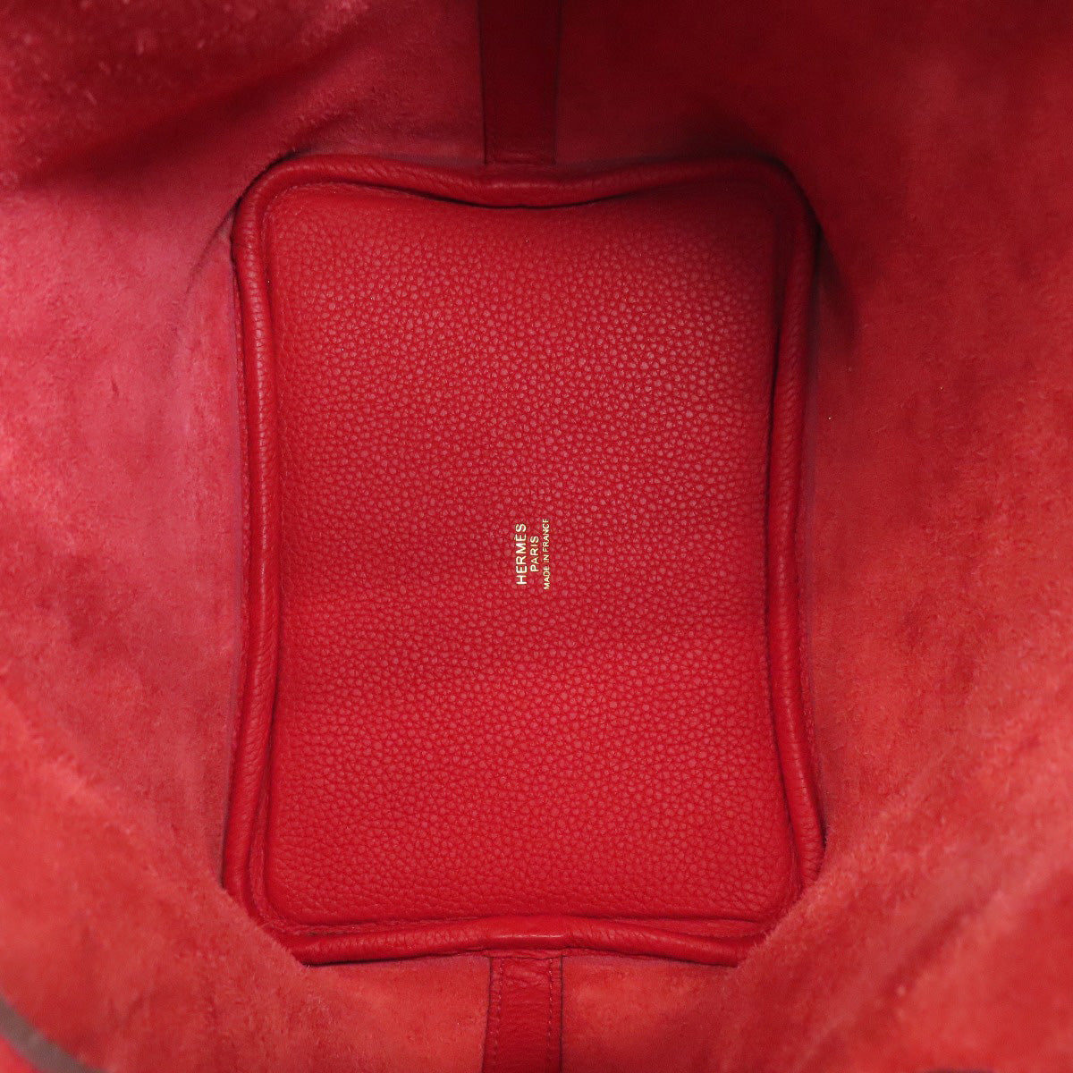 Hermes Handbag Taurillon Clemence Red Picotin Lock Pm Vermilion Gold Metal Women