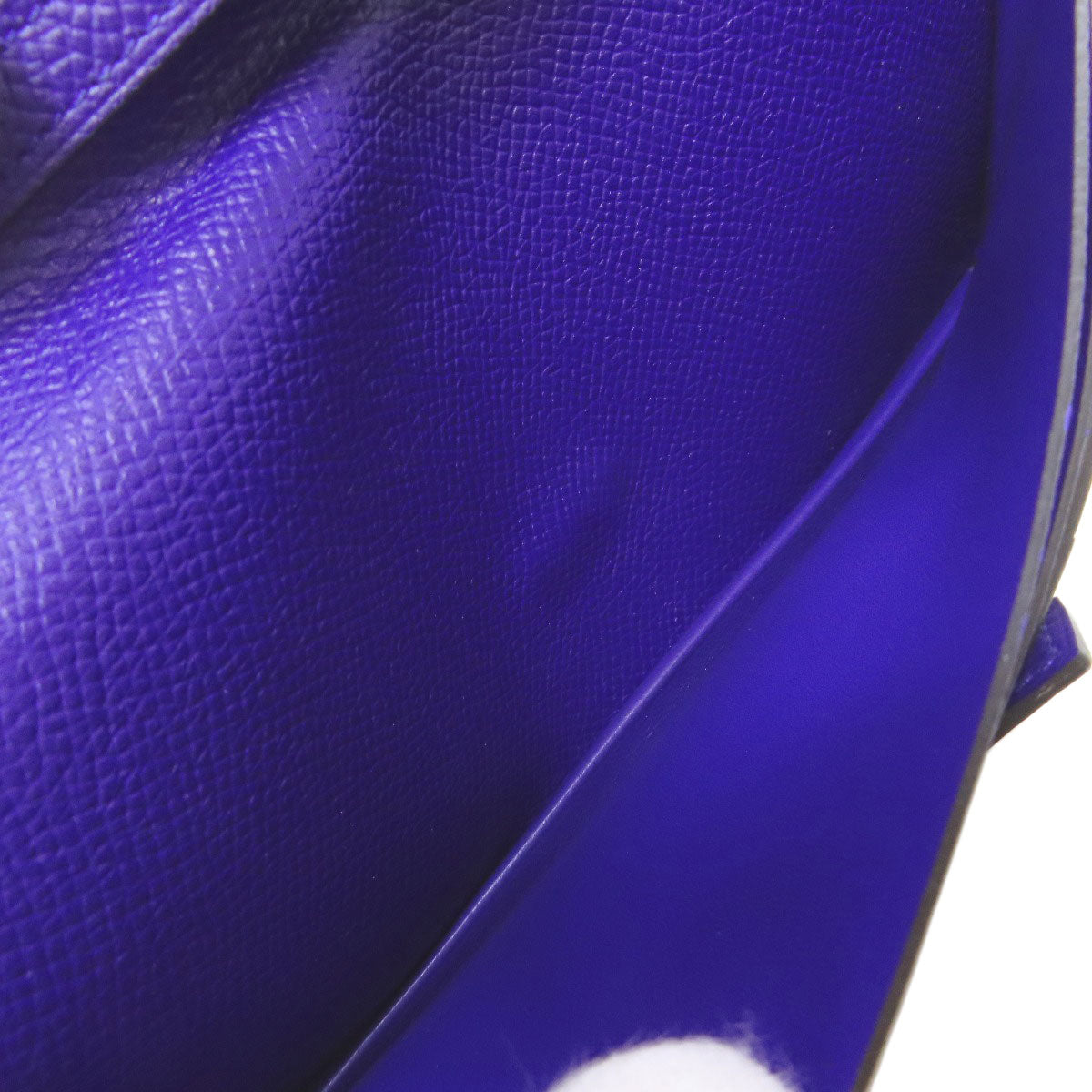 Hermes Long Wallet Purse Epsom Purple Bearn Soufflet Blue Electric Silver Metal Women