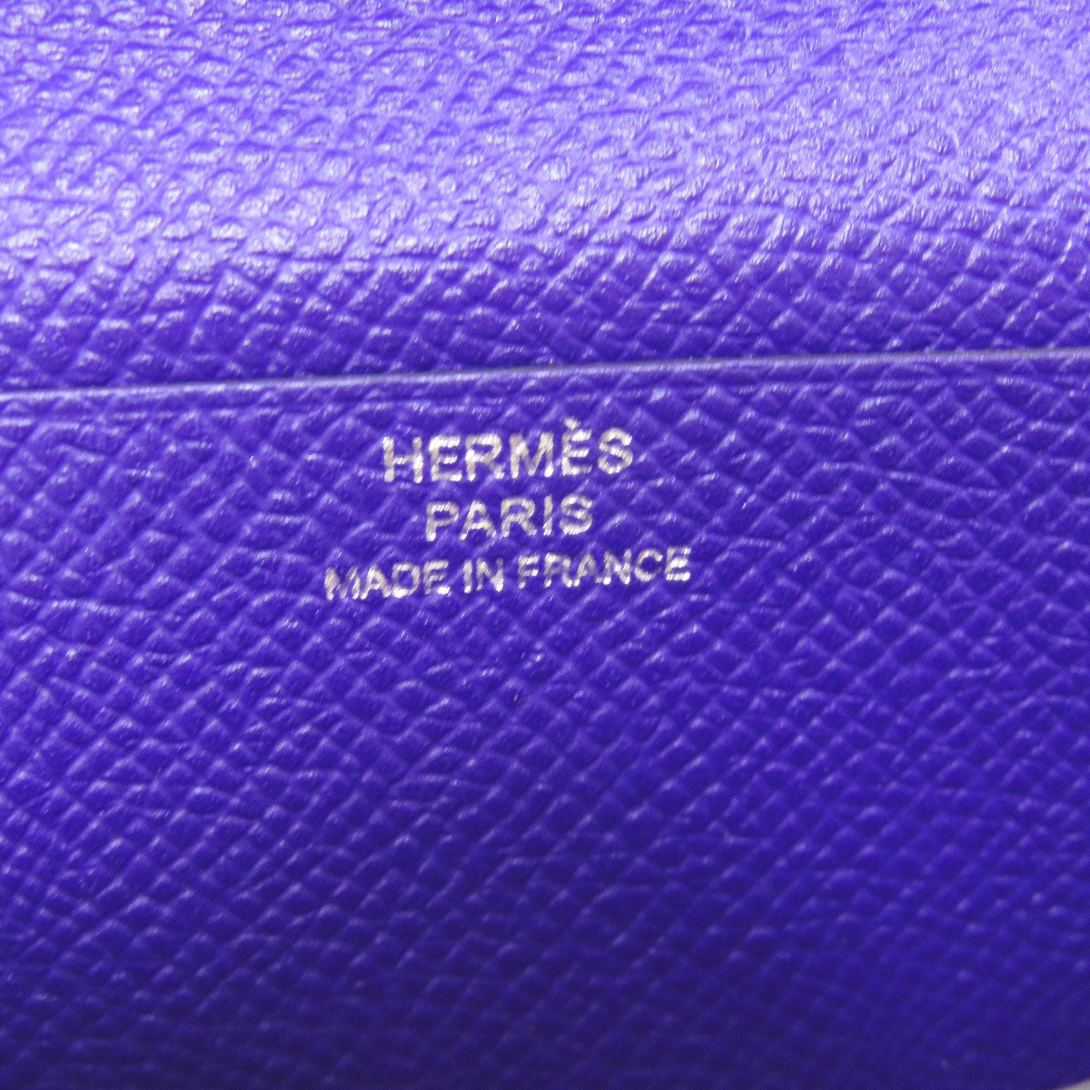 Hermes Long Wallet Purse Epsom Purple Bearn Soufflet Blue Electric Silver Metal Women
