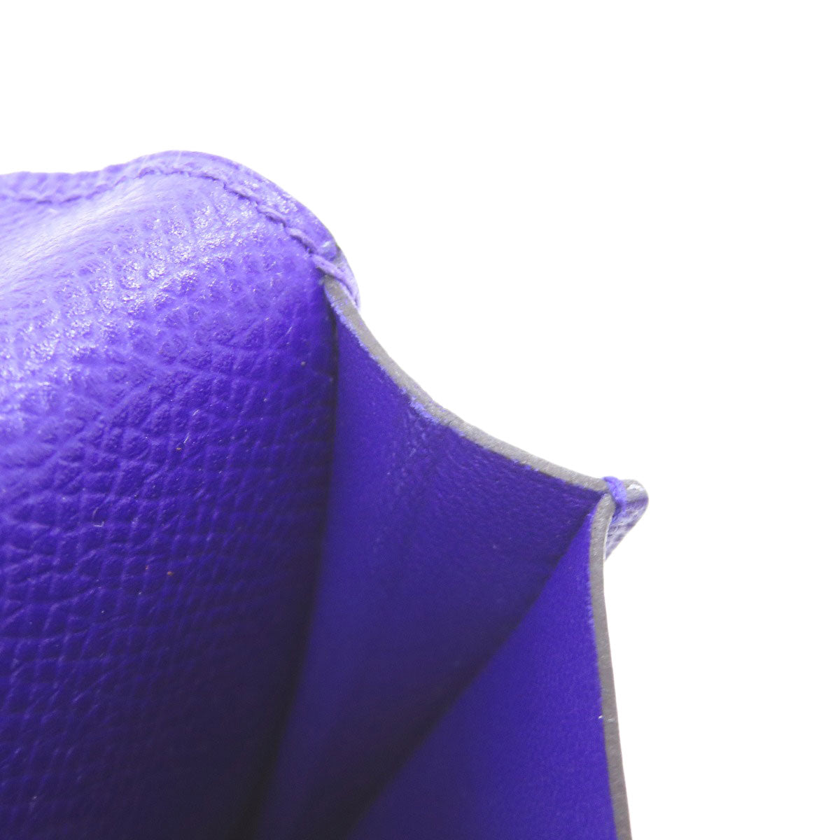 Hermes Long Wallet Purse Epsom Purple Bearn Soufflet Blue Electric Silver Metal Women