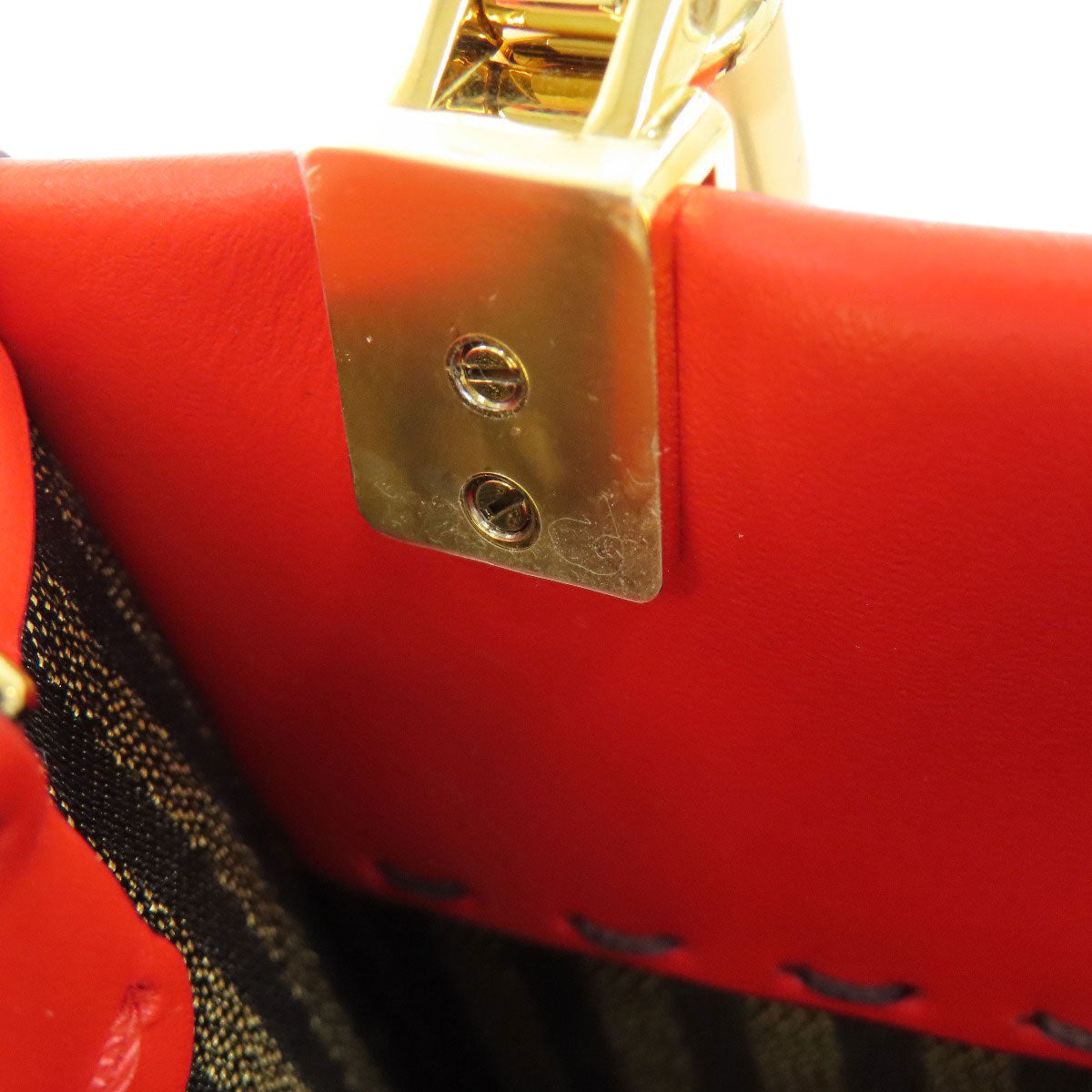 Fendi Handbag Leather Red Sunshine Shopper Mini 2Way Women