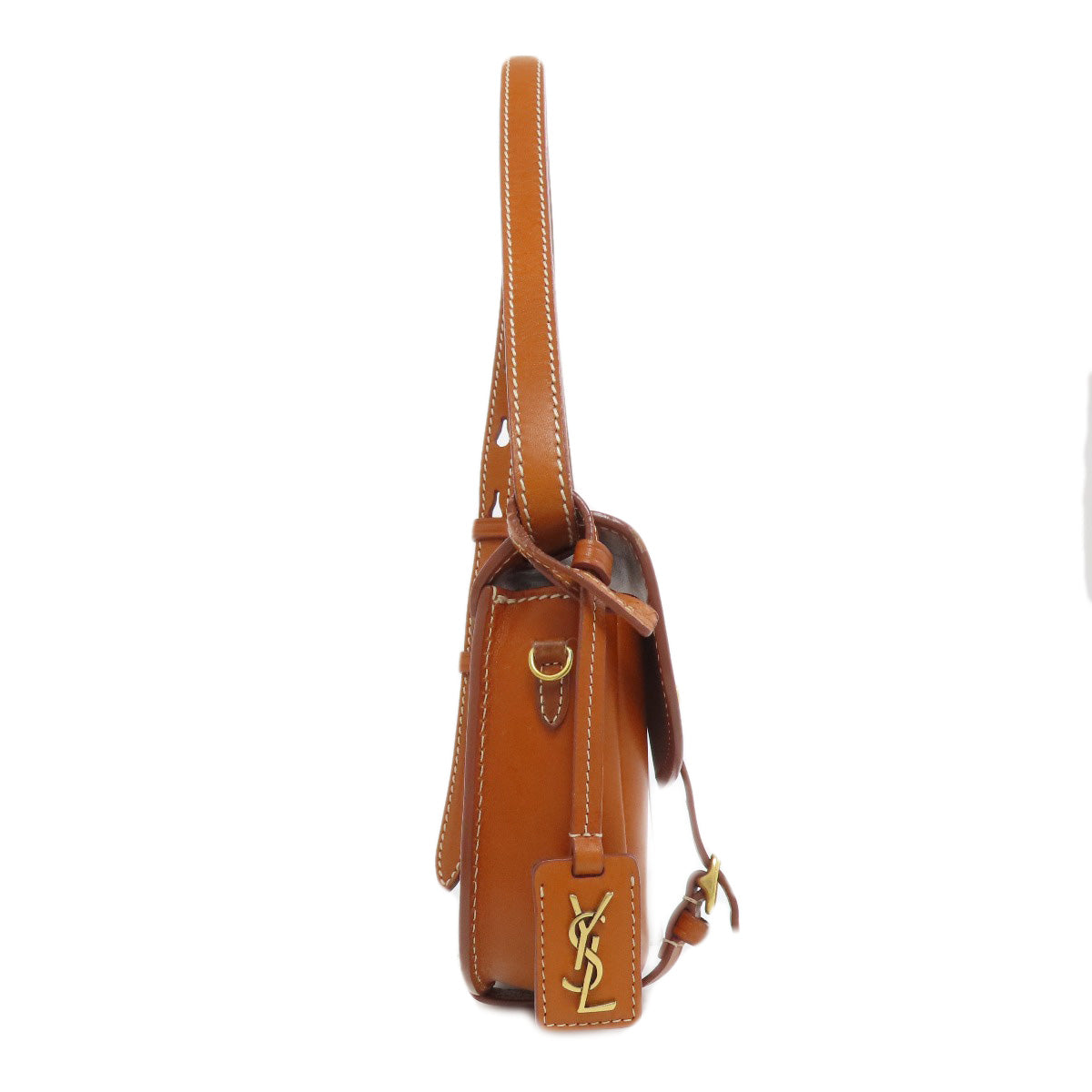 Saint Laurent Shoulder Bag Leather Brown Logo Women