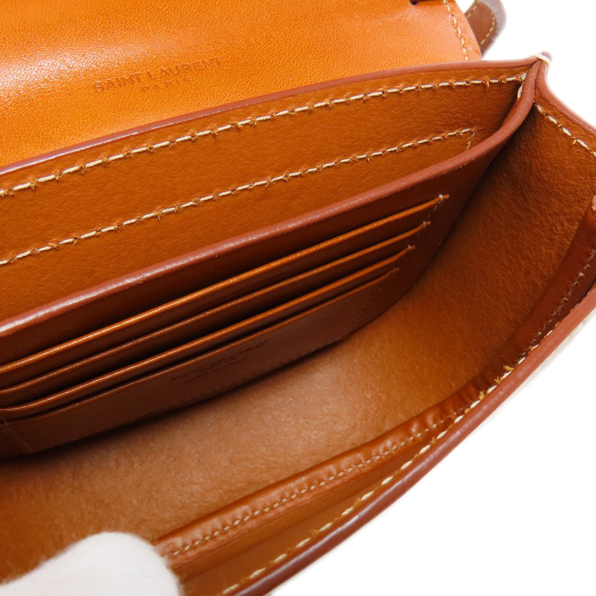 Saint Laurent Shoulder Bag Leather Brown Logo Women