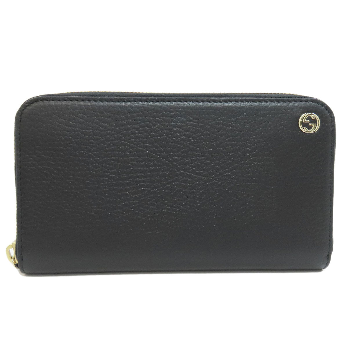 Gucci Long Wallet Purse 449347 Leather Black Interlocking G Women