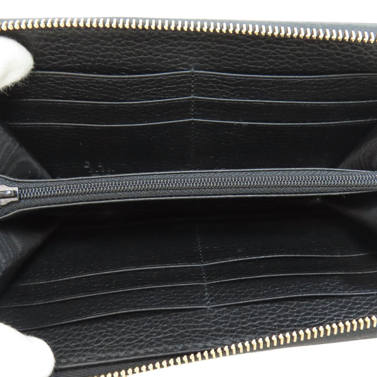 Gucci Long Wallet Purse 449347 Leather Black Interlocking G Women