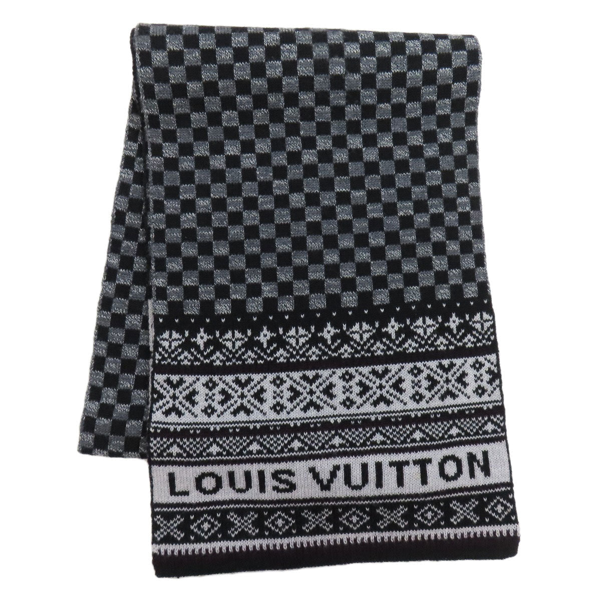 Louis Vuitton Scarf M72929 Wool Black Echarpe Flocon Women
