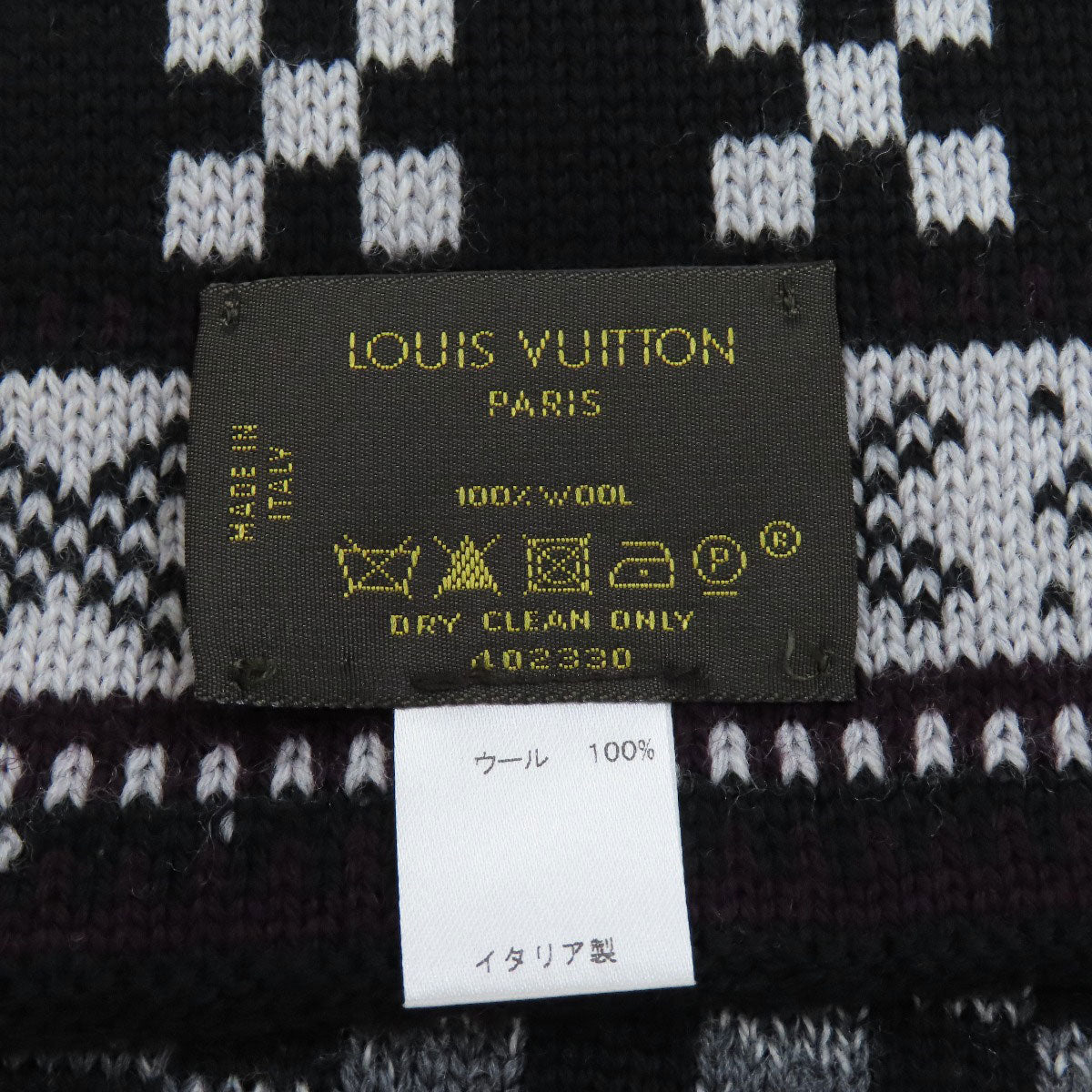 Louis Vuitton Scarf M72929 Wool Black Echarpe Flocon Women