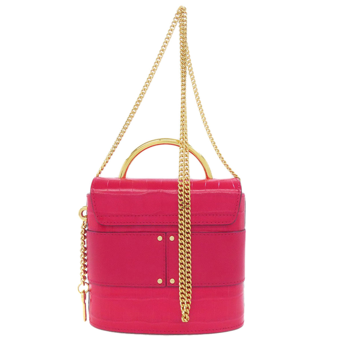 Chloe Handbag Leather Red Abbey Lock 2Way Women