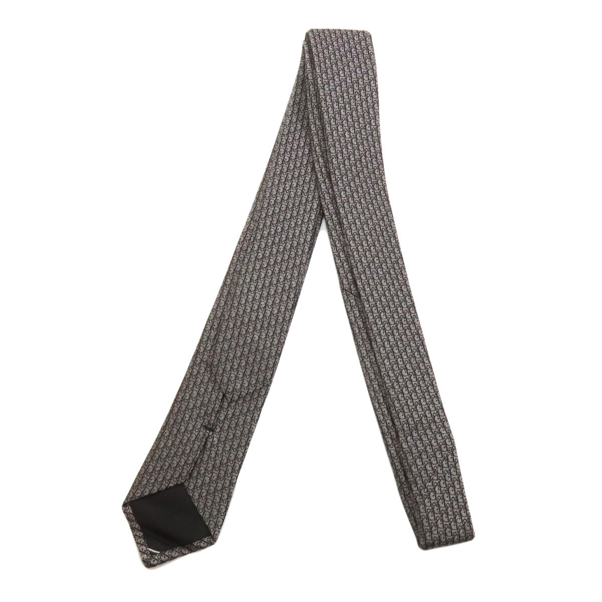 Christian Dior Tie Silk Gray Logo Mens
