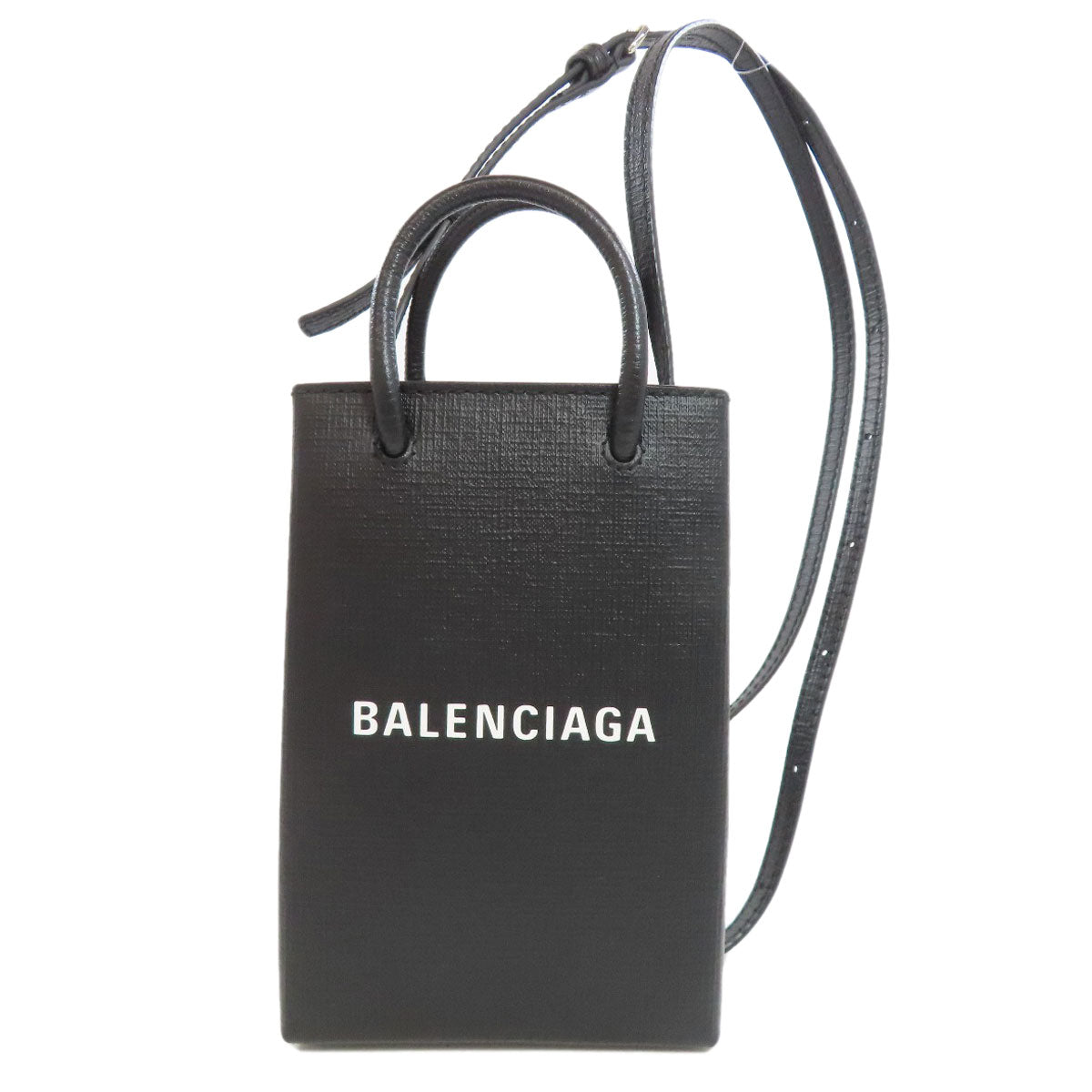 Balenciaga Shoulder Bag 593826 Calfskin Black Shopping Phone Shoulder 2Way Women