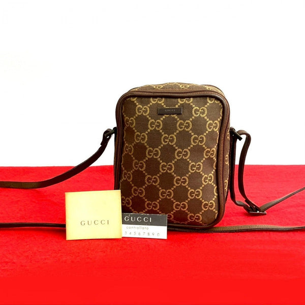 Gucci Shoulder Bag Canvas Brown