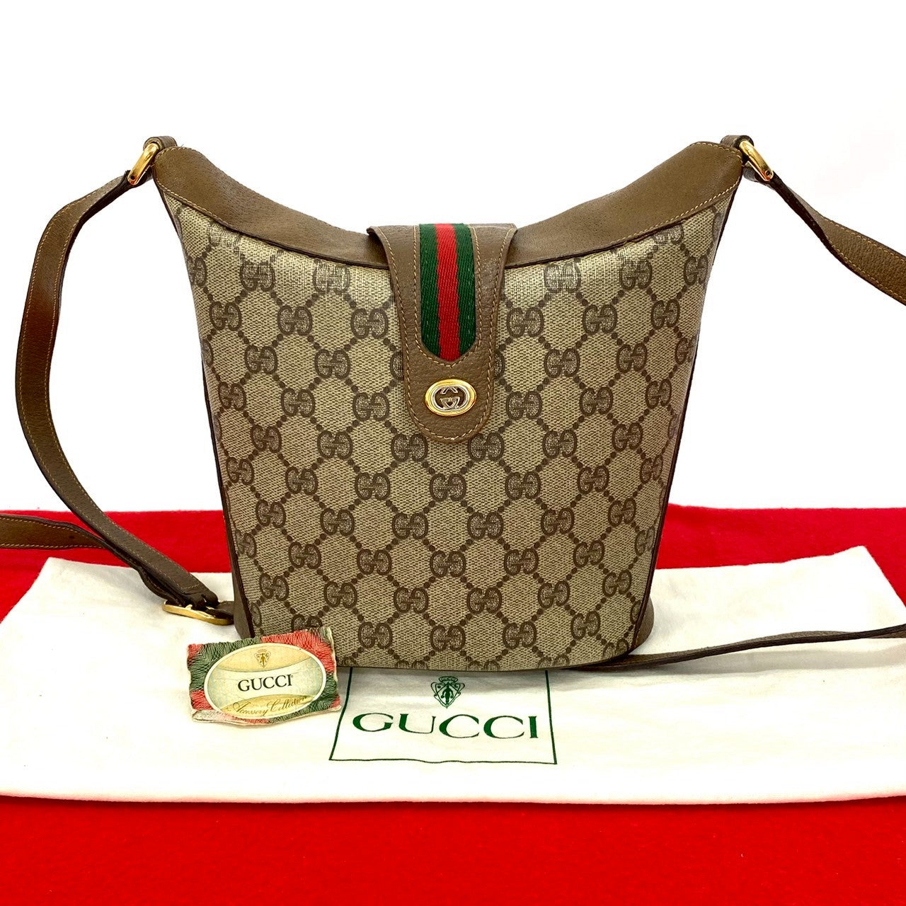 Gucci Shoulder Bag Leather Brown Sherry Line