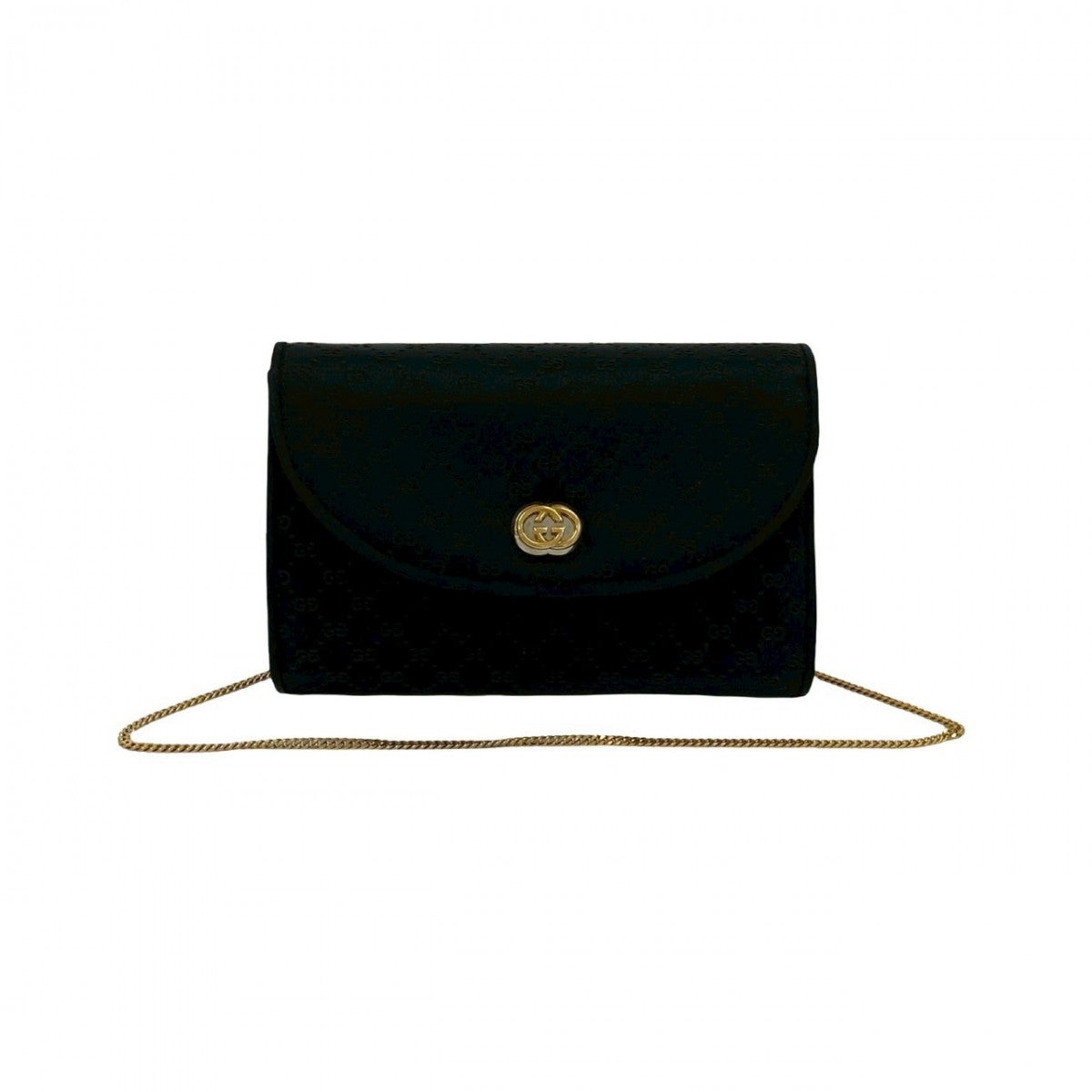 Gucci Shoulder Bag Satin Black Chainshoulder