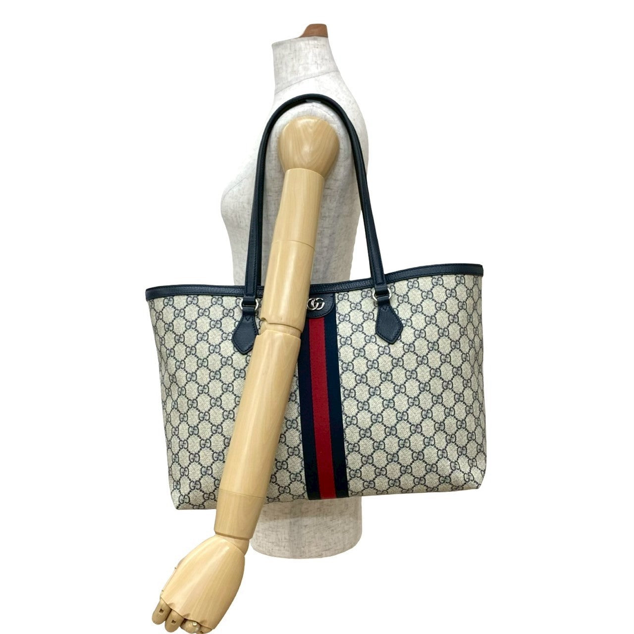 Gucci Tote Bag Leather Navy Ofidia