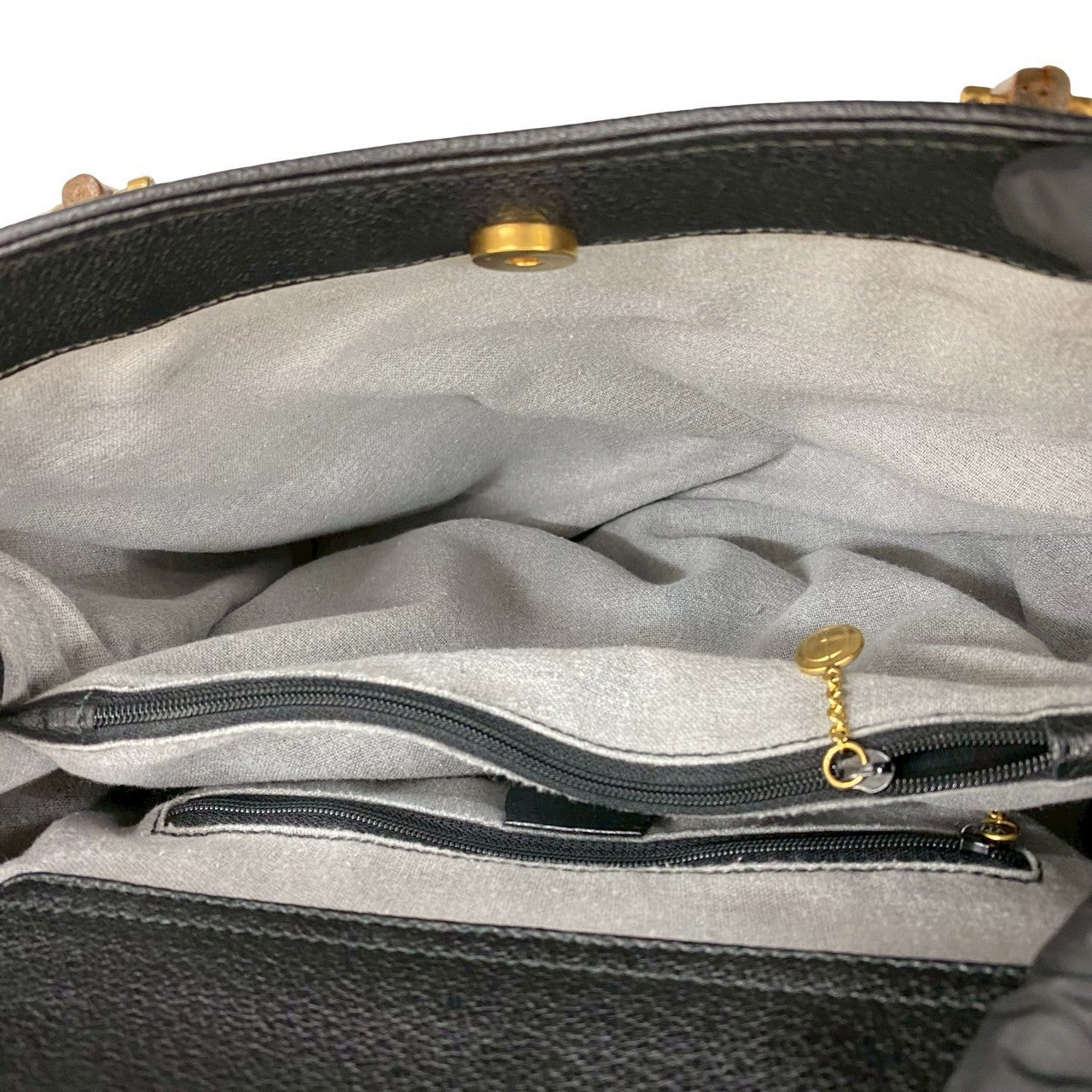 Gucci Handbag Leather Black Bamboo