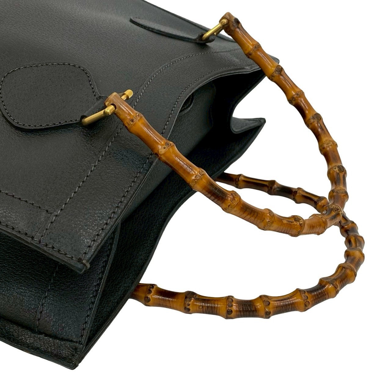 Gucci Handbag Leather Black Bamboo