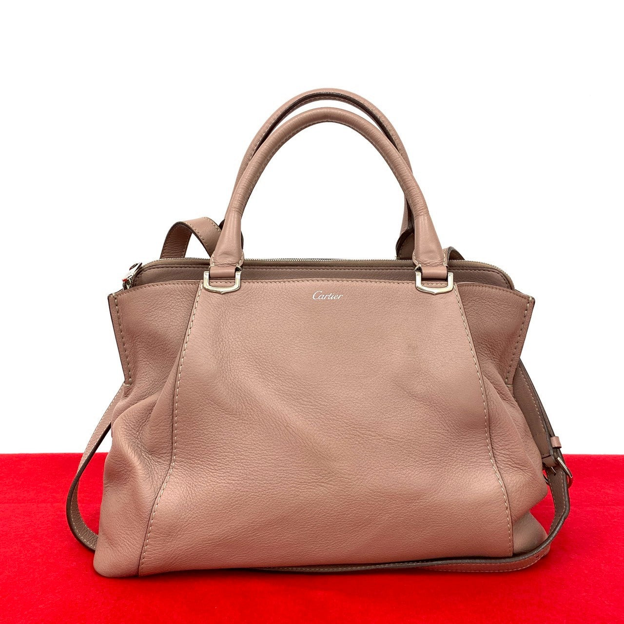 Cartier Shoulder Bag Leather Pink C De Cartier