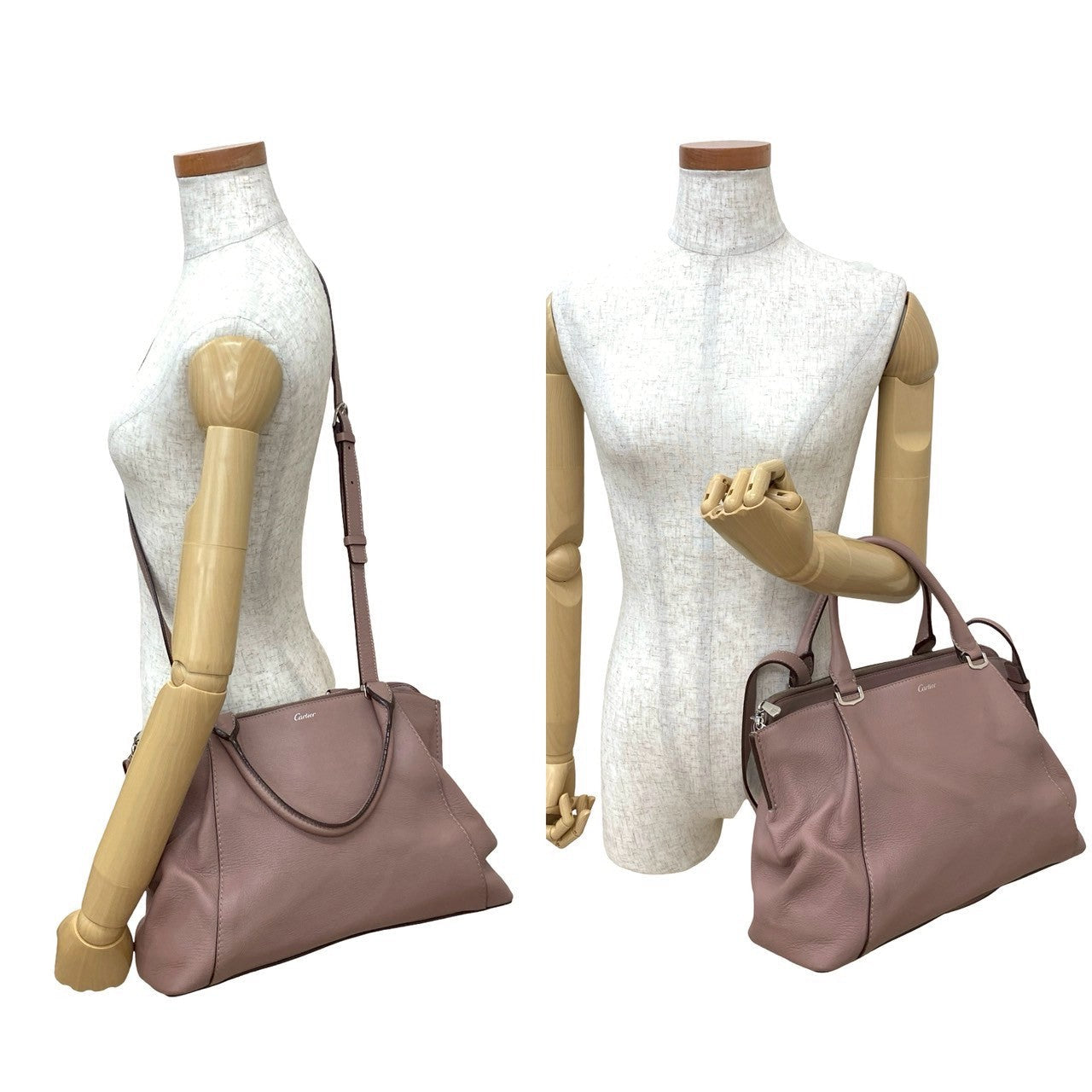 Cartier Shoulder Bag Leather Pink C De Cartier