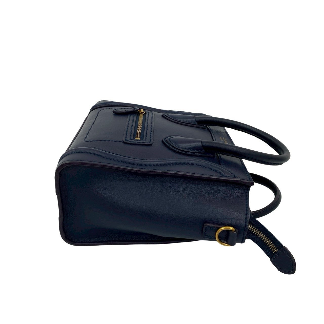 Celine Shoulder Bag Leather Navy Luggage Nano Shopper