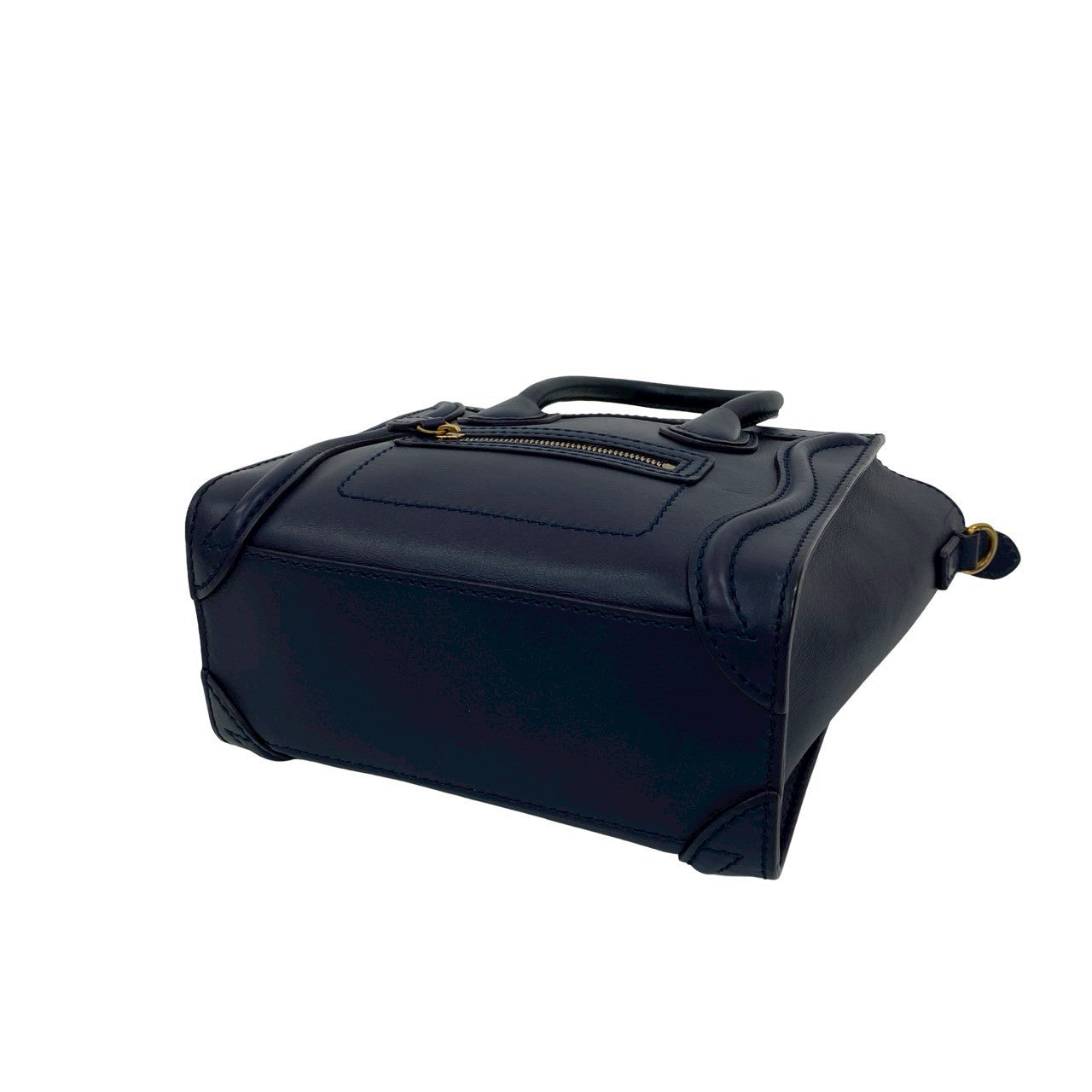 Celine Shoulder Bag Leather Navy Luggage Nano Shopper