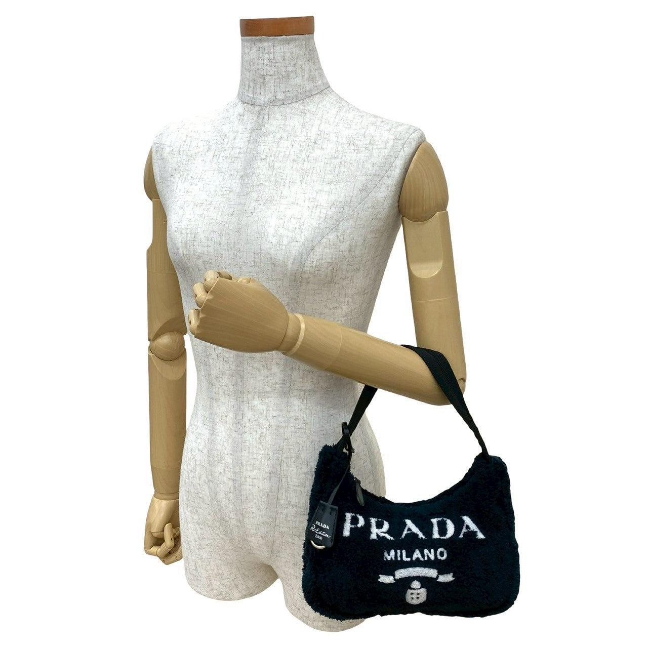 Prada Handbag Pile Black Re-Edition Terry Mini