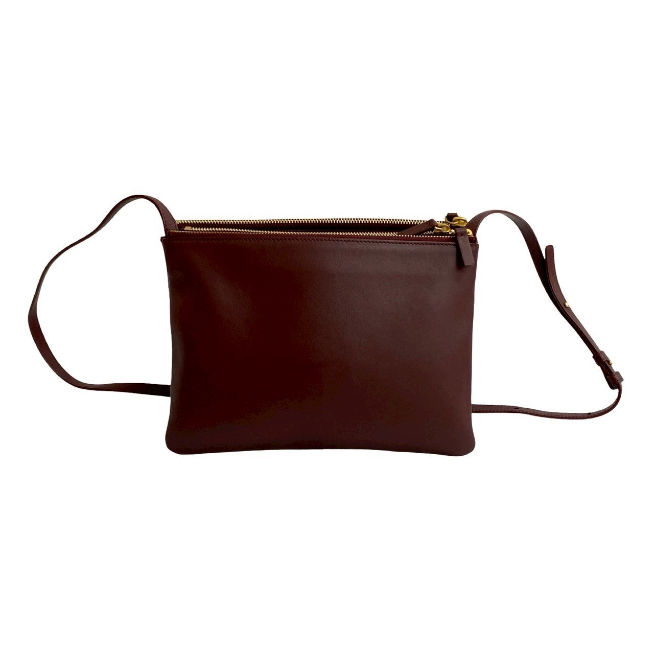 Celine Shoulder Bag Leather Wine-Red Trio Small