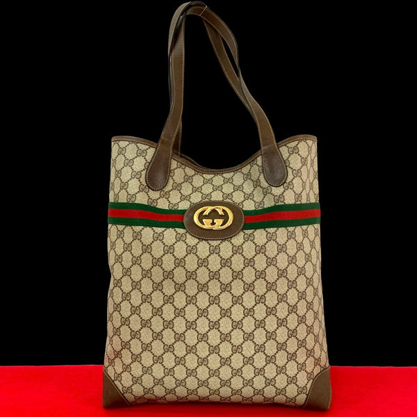 Gucci Tote Bag Leather Brown Sherry Line