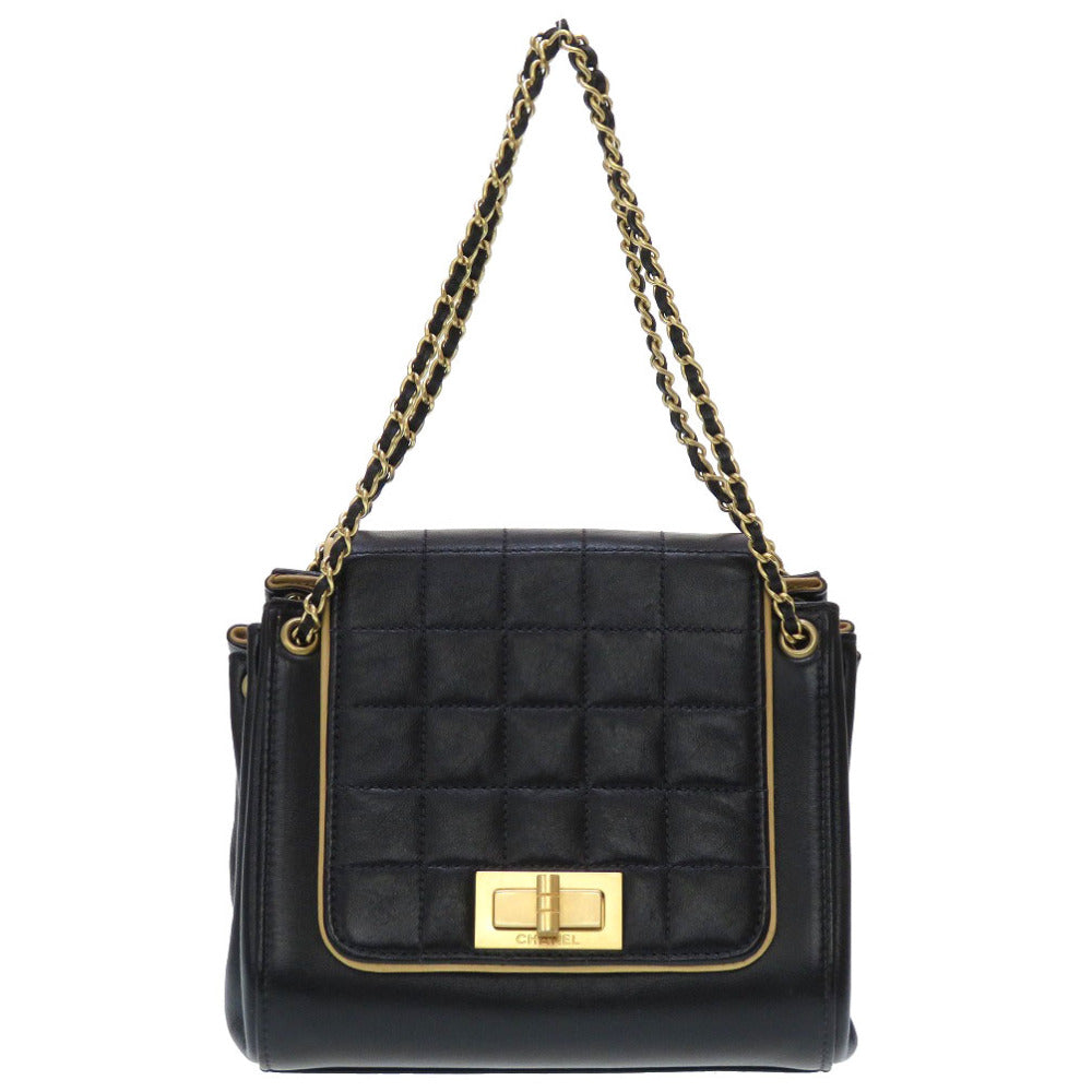 Chanel Shoulder Bag Lambskin Black 2.55 Chocolate Bar Women Secondhand