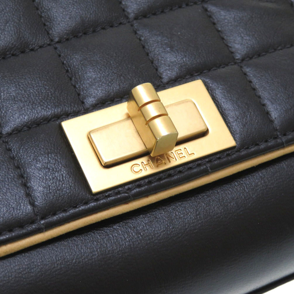 Chanel Shoulder Bag Lambskin Black 2.55 Chocolate Bar Women Secondhand