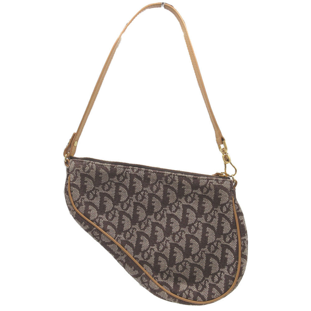 Christian Dior Handbag Canvas Brown Saddle Pouch Trotter Women