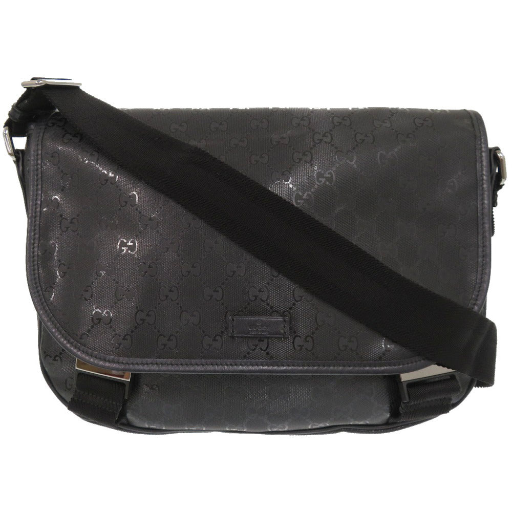 Gucci Shoulder Bag 201732 Pvc Coated Canvas Black Gg Implementation Messenger Bag Mens
