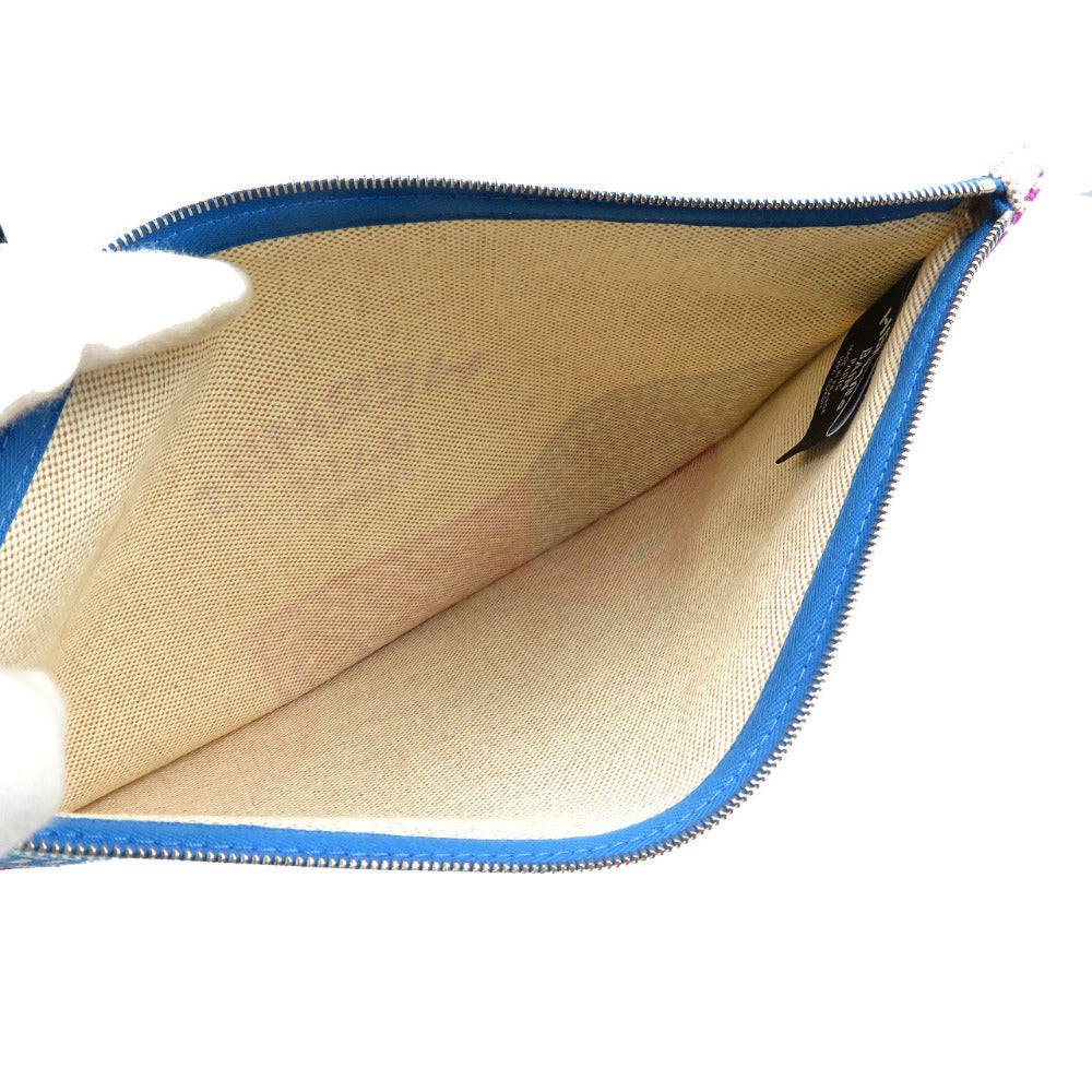 Hermes Pouch Cotton Beige Poisson Natte Women(Unisex)
