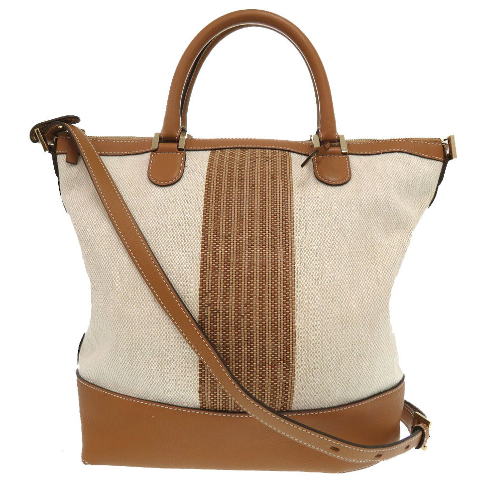 Delvaux Tote Bag Leather, Cotton Canvas Brown Everyday Bag Women